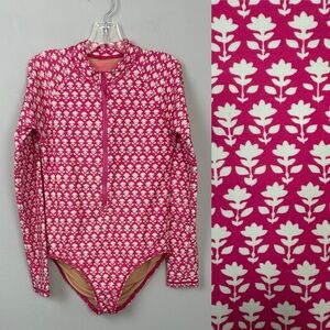 Crewcuts Girls' Zip-Up Rash Guard One-Piece Swimsuit Sz 10